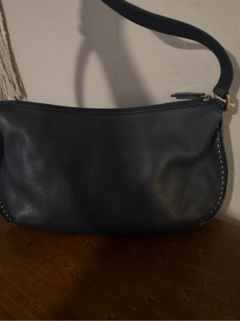 Vintage Giant Bernini Black Pebbled Leather Shoulder Bag - Y2K